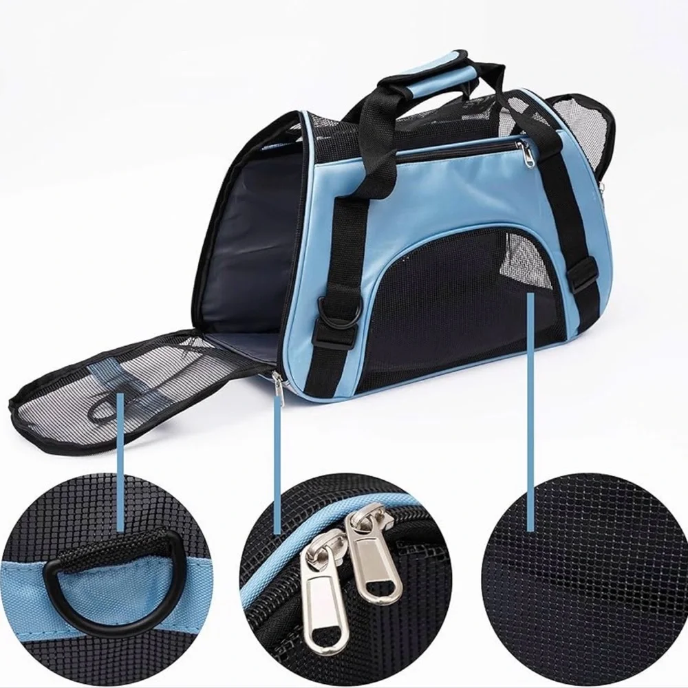 Blue and Black Pet Carrier Bag